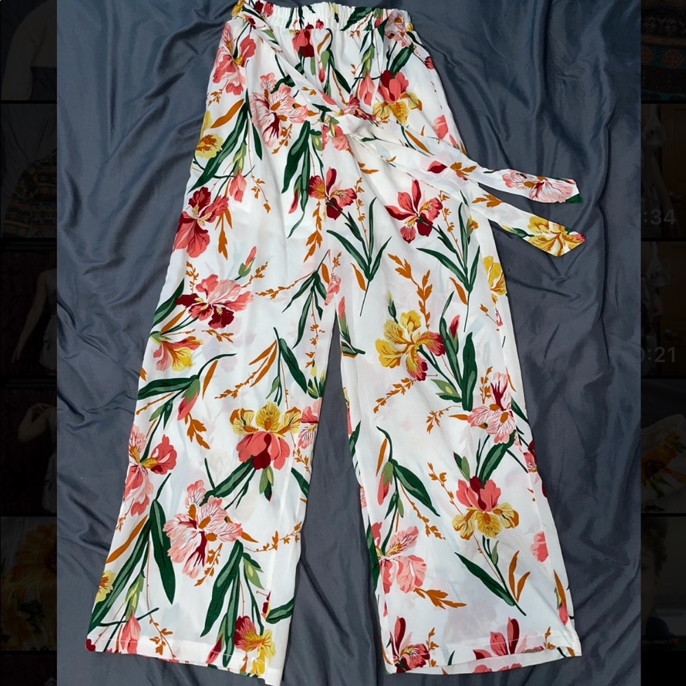 Tropical Floral Flare Pants